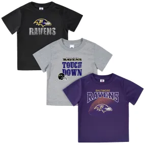 3-Pack Boys Baltimore Ravens Short Sleeve Tee Shirts (Discontinued)