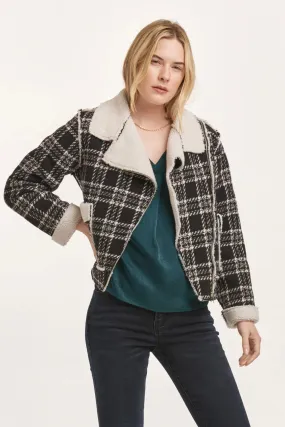 Alvie Zipper Front Collar Plaid Jacket