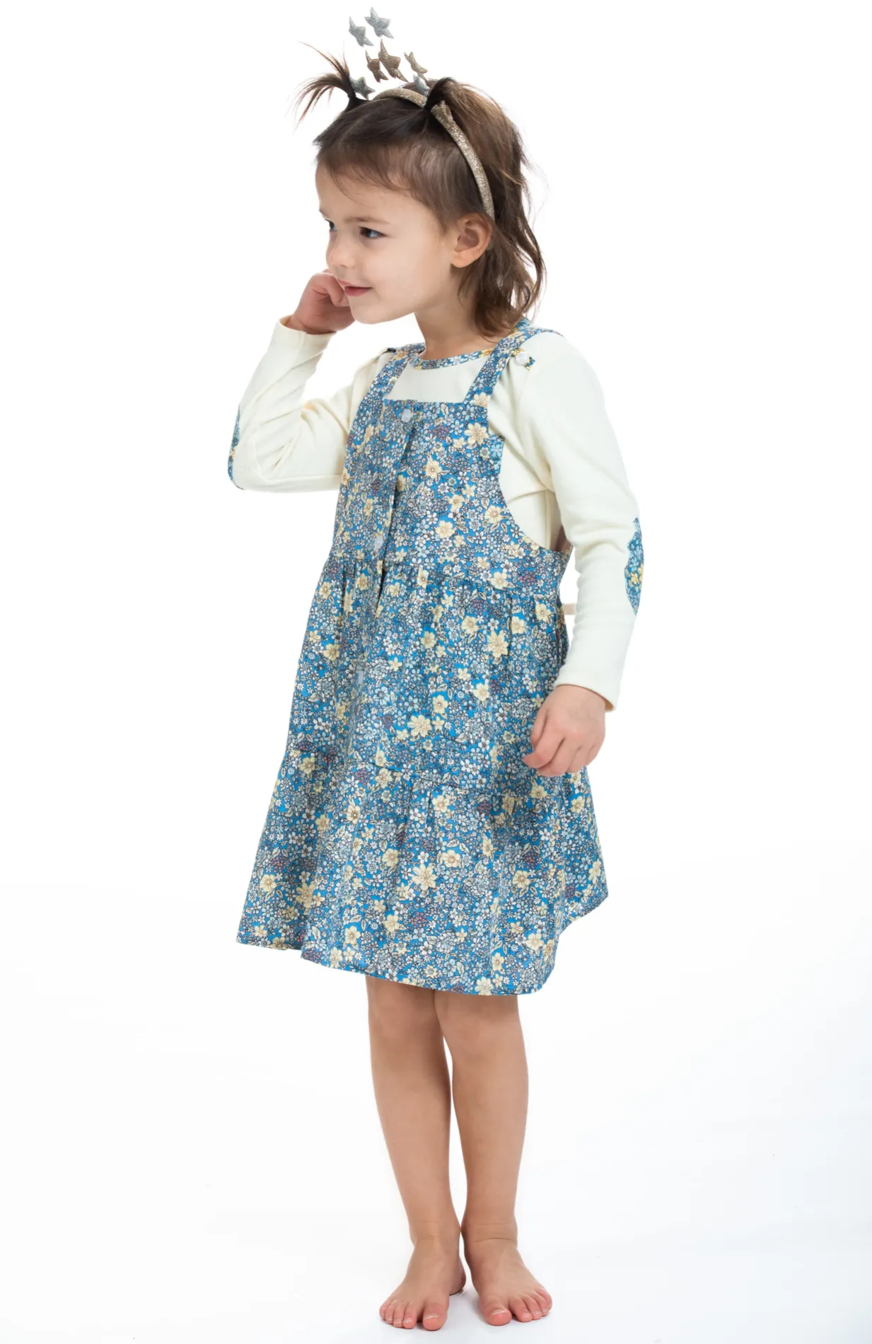 Beatrice Pinafore - Blue Daisy