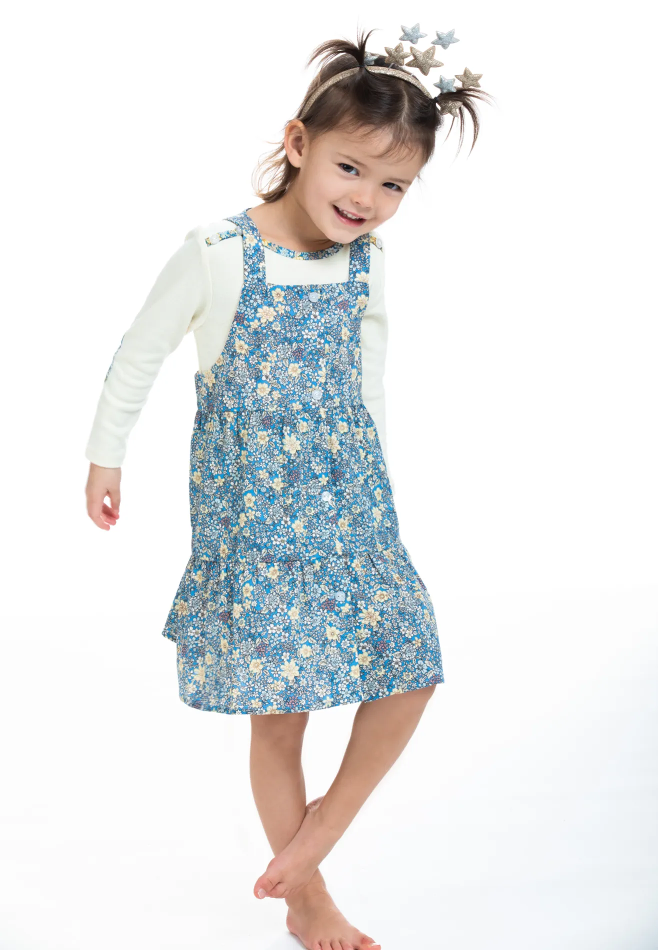 Beatrice Pinafore - Blue Daisy