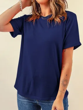 Blue Chic Round Neck Casual Tee