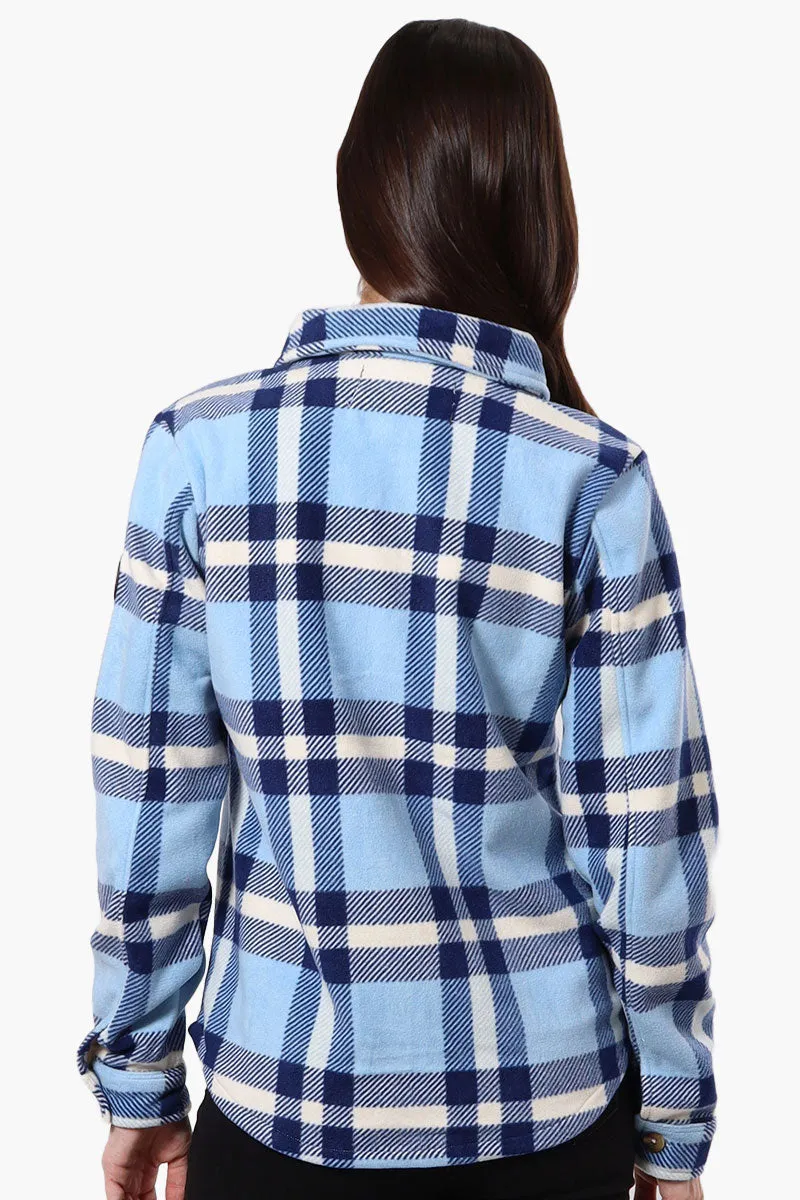 Canada Weather Gear Fleece Plaid Button Up Shirt - Blue