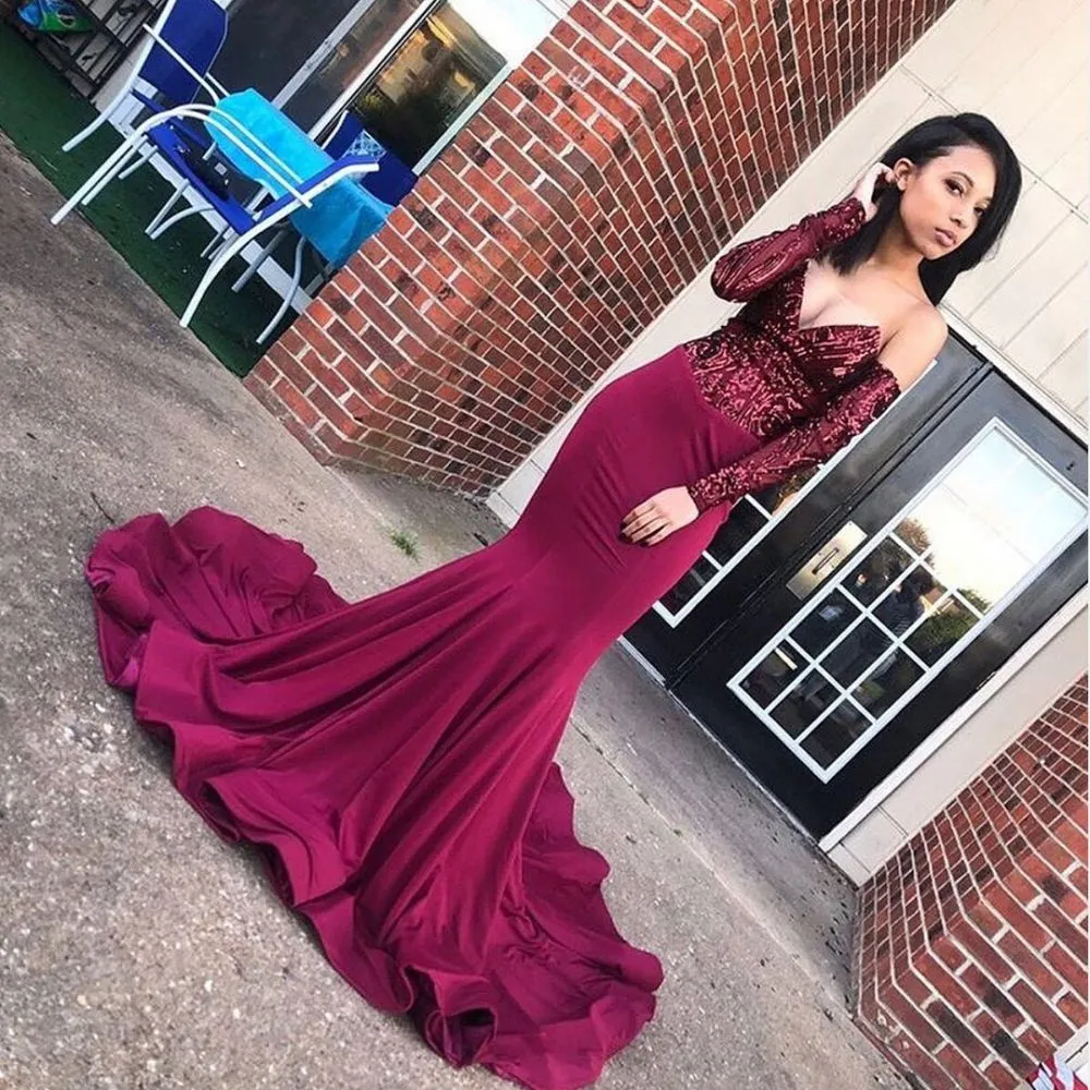 Chic Off-the-Shoulder Appliques Prom Party Gowns| Chic V-neck Long Sleevess Prom Gown