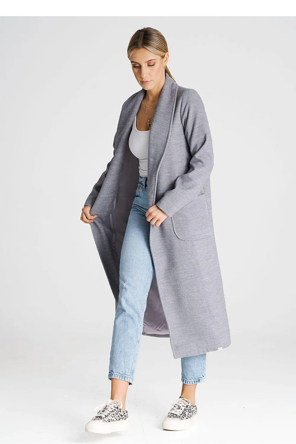 Chic Tie-Belted Long Coat