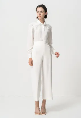 Choice Solid High-Waist Trousers Off White