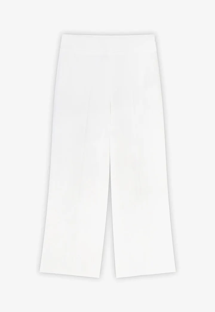 Choice Solid High-Waist Trousers Off White