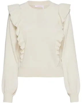 Cloudy White Long Sleeve Ruffle Pullover