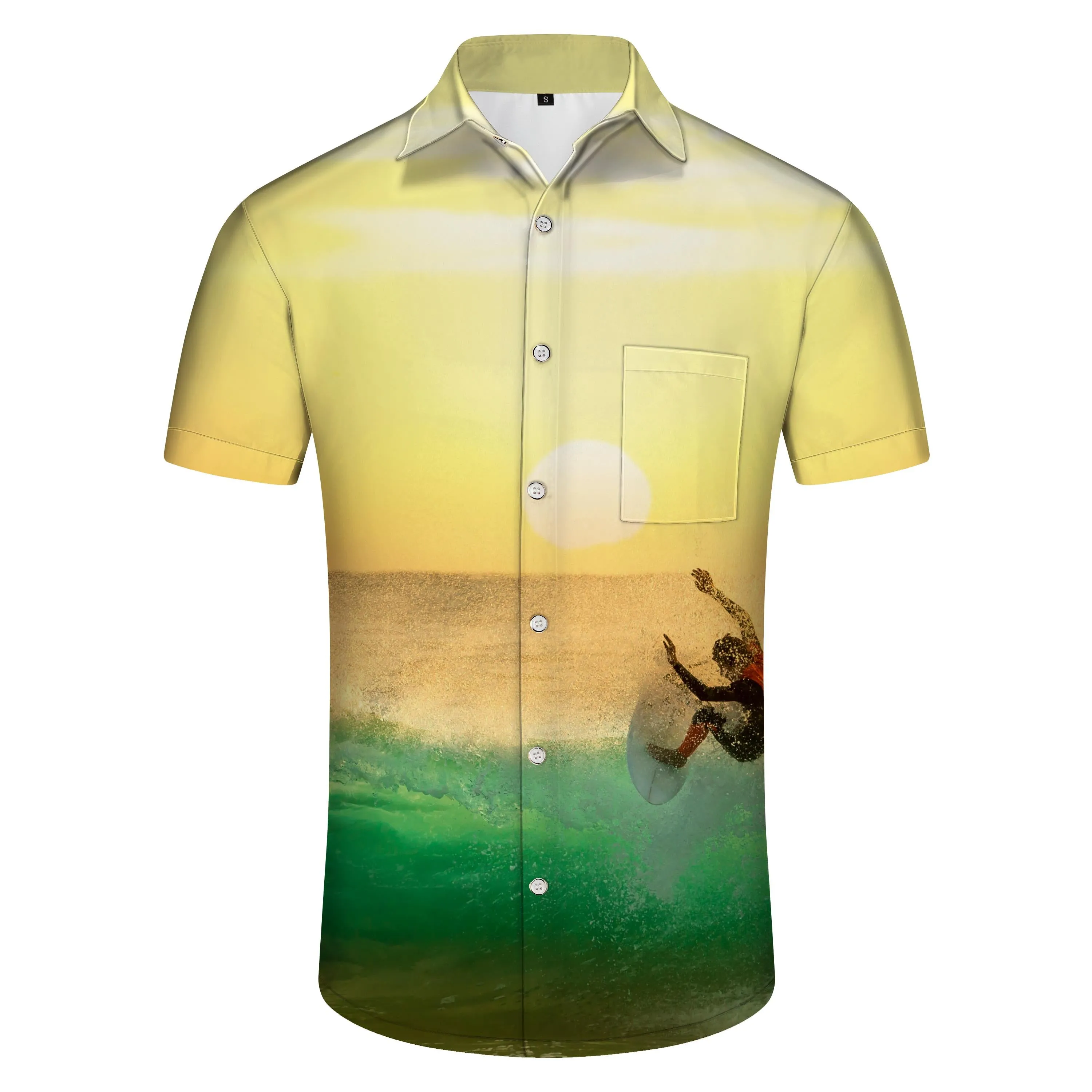 Cool Surfing Men's Short Sleeve Shirt Men Casual Hawaiian Vacation Beach 3D Printed Pattern