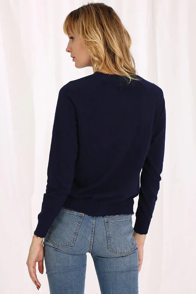 Cotton Cashmere Frayed Edge Crew