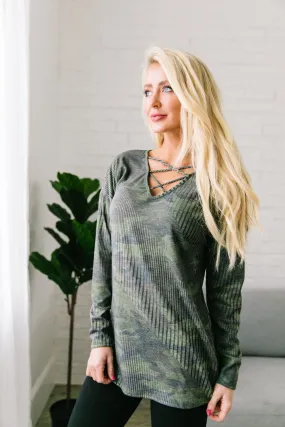 Criss Cross V Camo Top