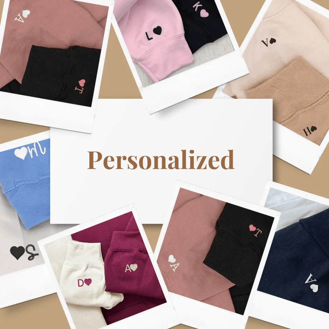 Custom Embroidered Hoodies For Couples, Spider and Kitten Roman Numeral Date Couple Sweaters