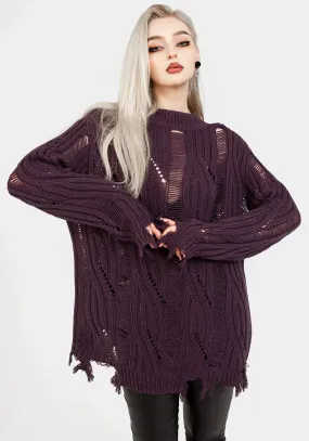 Dayglo Relaxed Knit Sweater In Lavender Mist