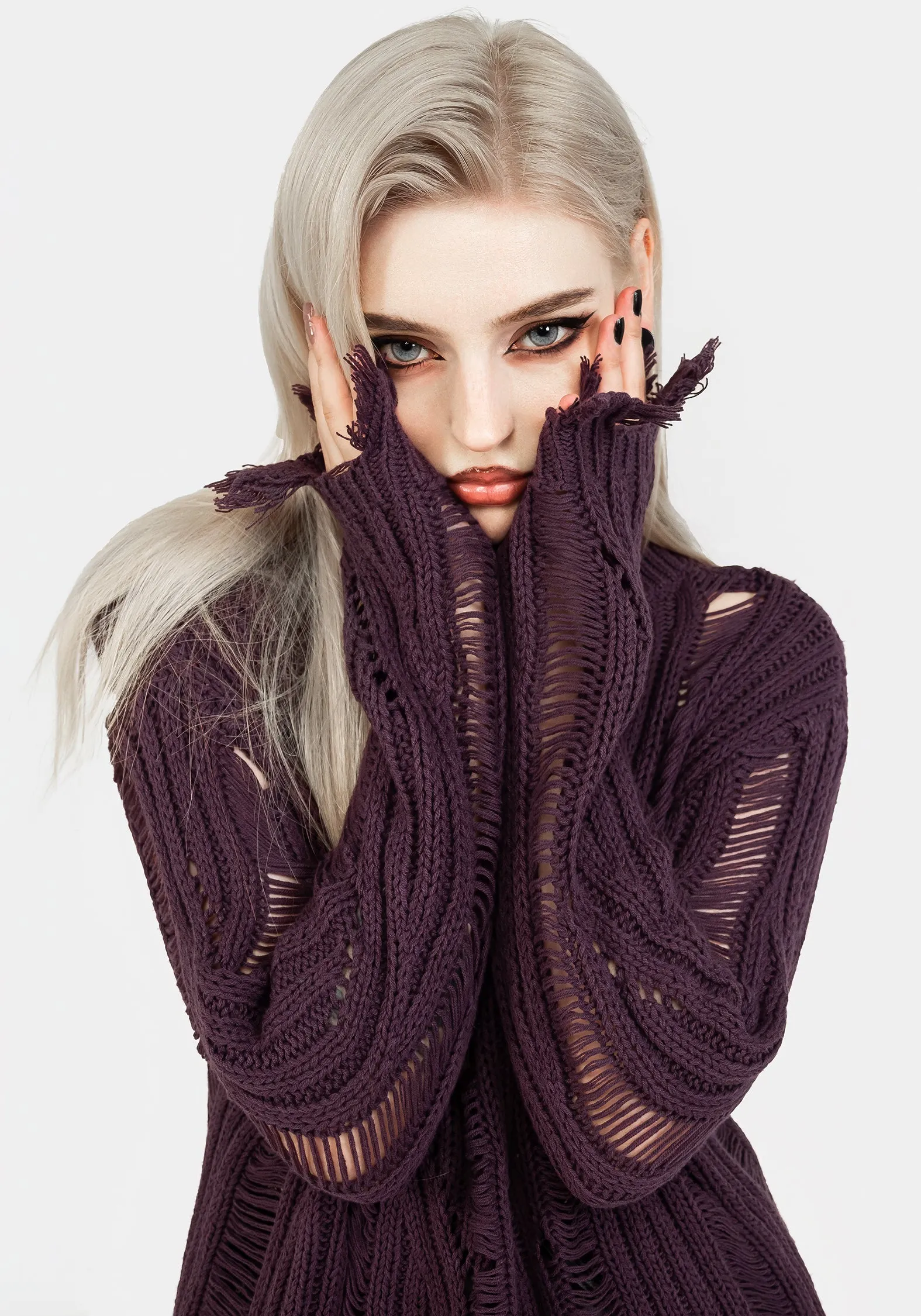 Dayglo Relaxed Knit Sweater In Lavender Mist