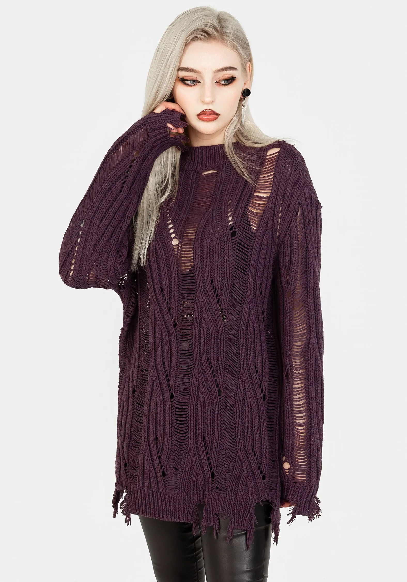 Dayglo Relaxed Knit Sweater In Lavender Mist