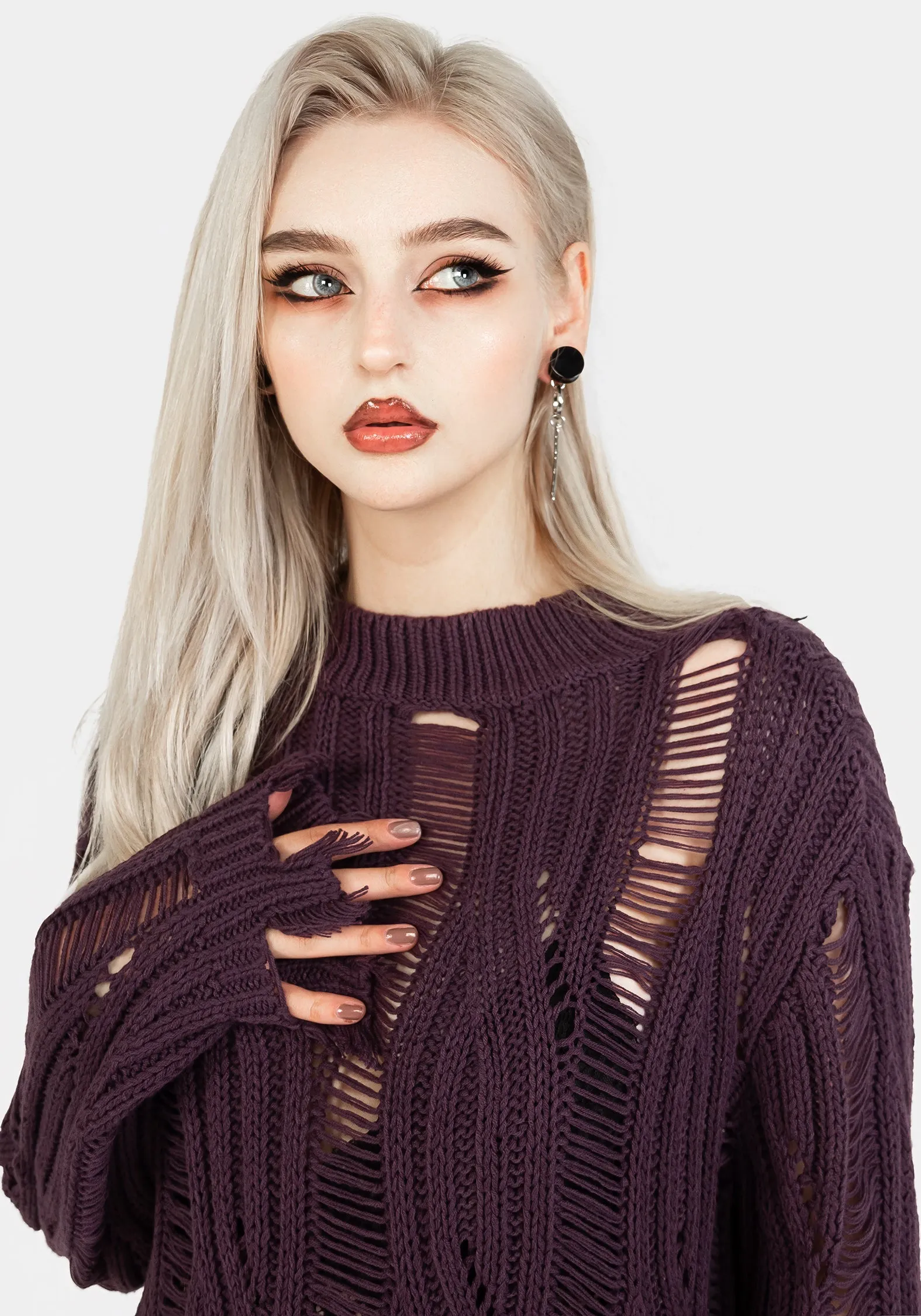 Dayglo Relaxed Knit Sweater In Lavender Mist