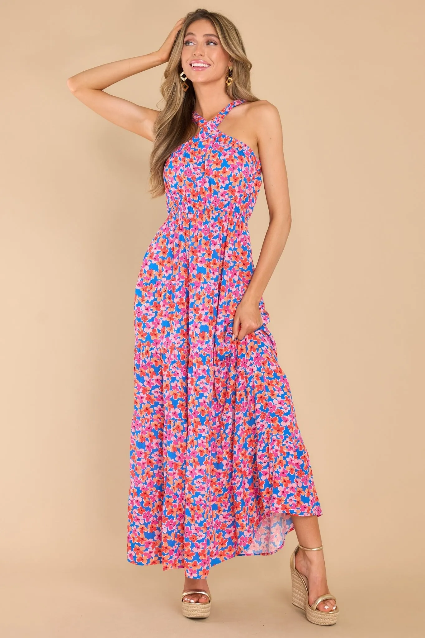 Divine Designs Blue Multi Floral Maxi Dress