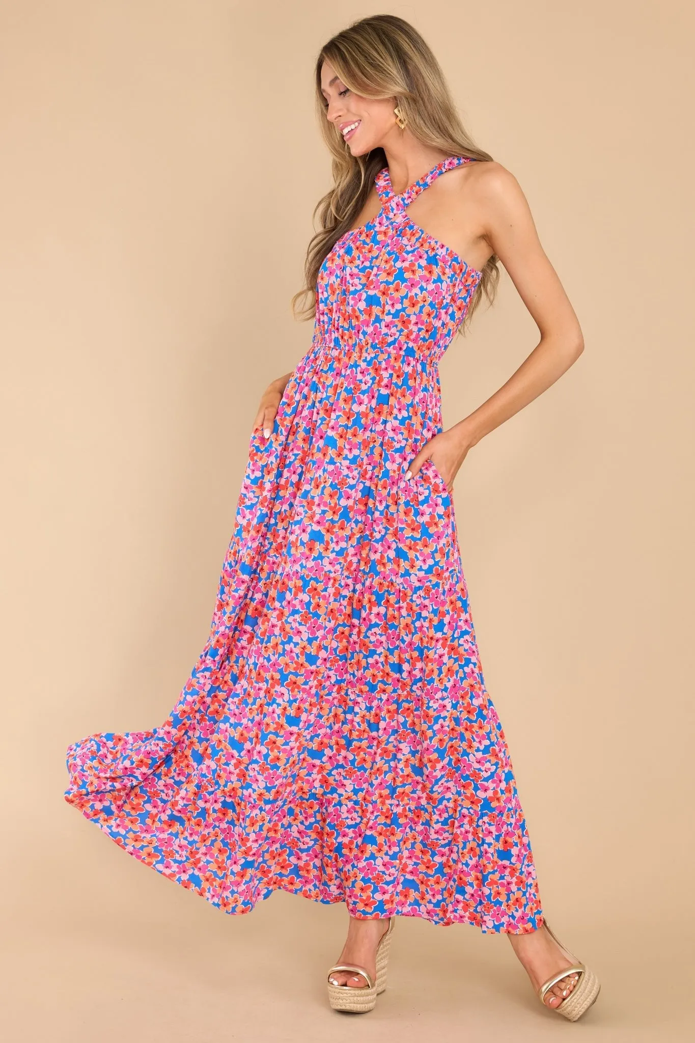 Divine Designs Blue Multi Floral Maxi Dress