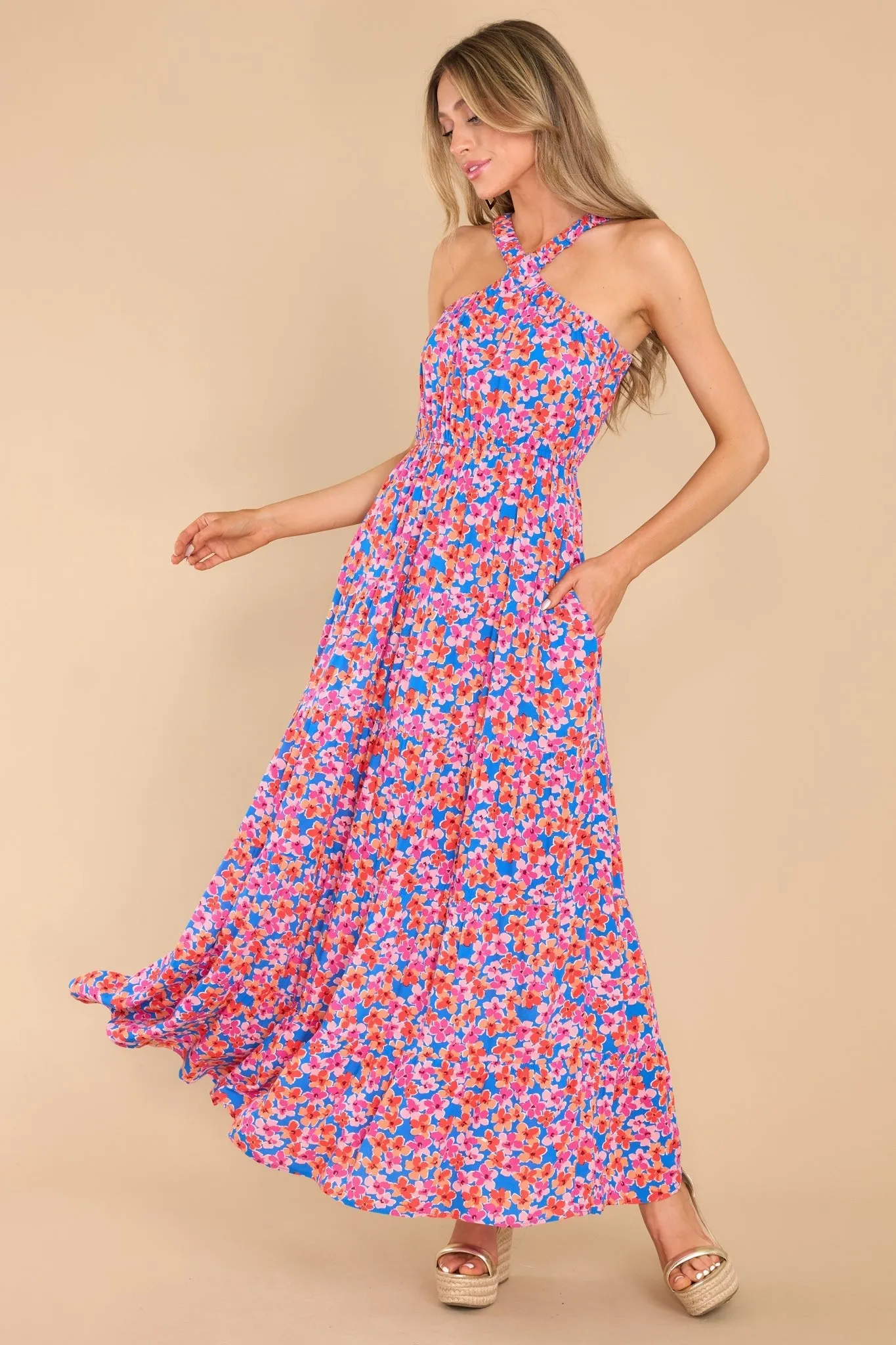 Divine Designs Blue Multi Floral Maxi Dress