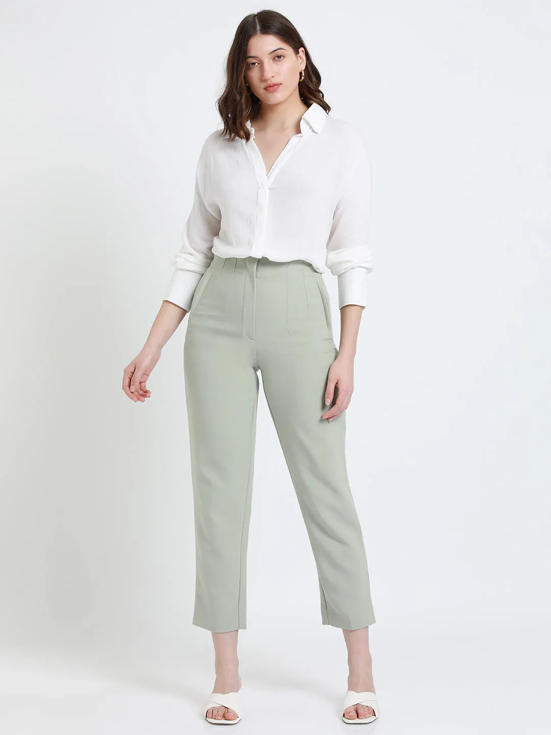 DL Woman Shirt Collar Relaxed Fit Solid White Shirt