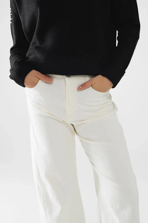 Extra Wide Leg Trousers in Cream Color