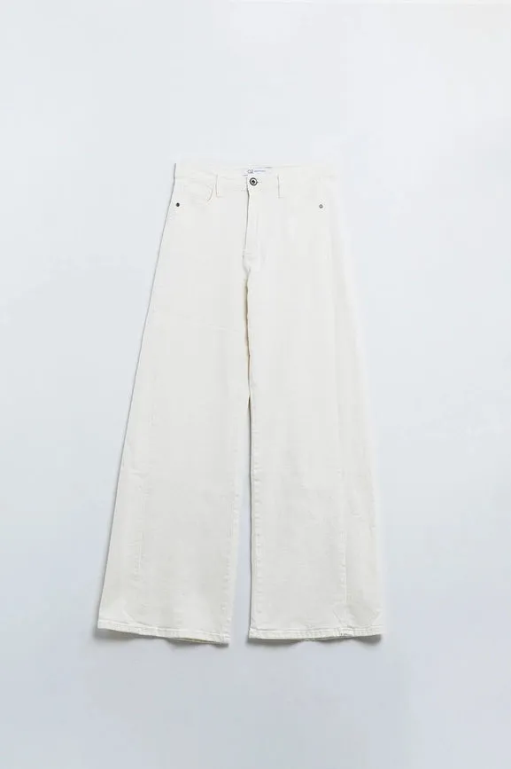 Extra Wide Leg Trousers in Cream Color