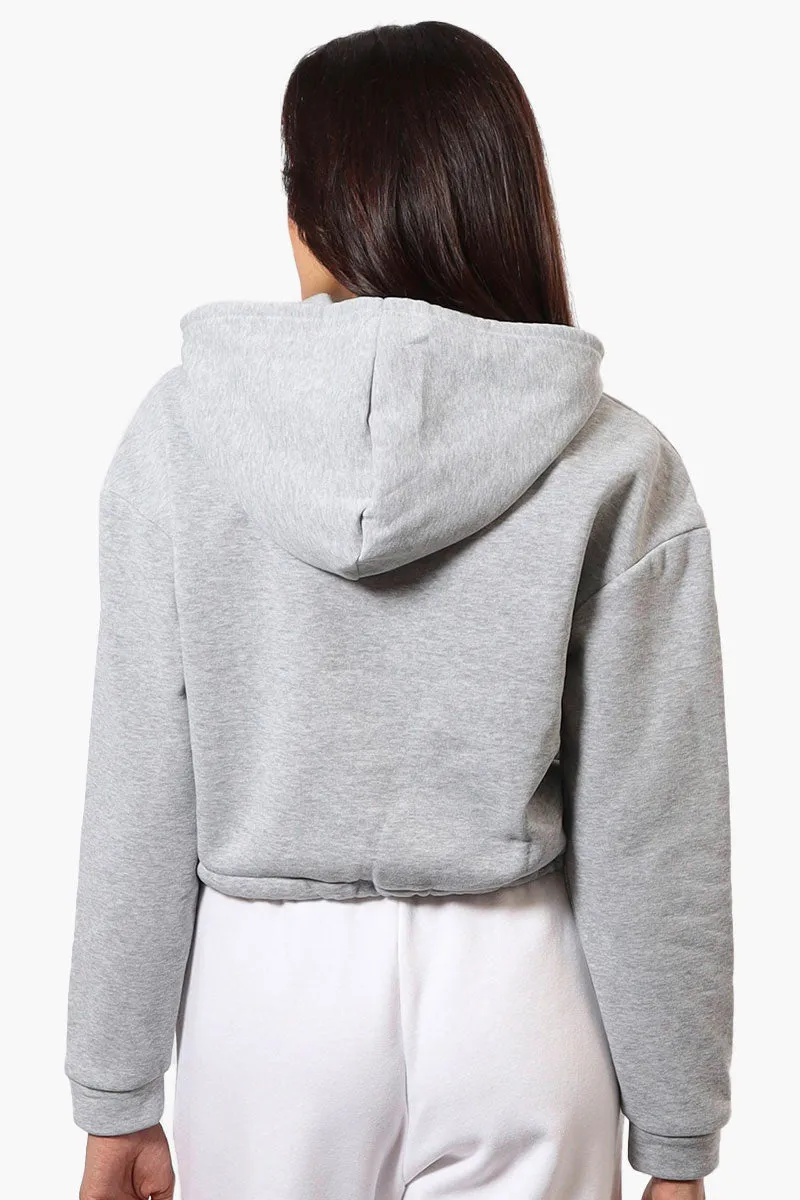 Fahrenheit Cropped Front Flap Pocket Hoodie - Grey