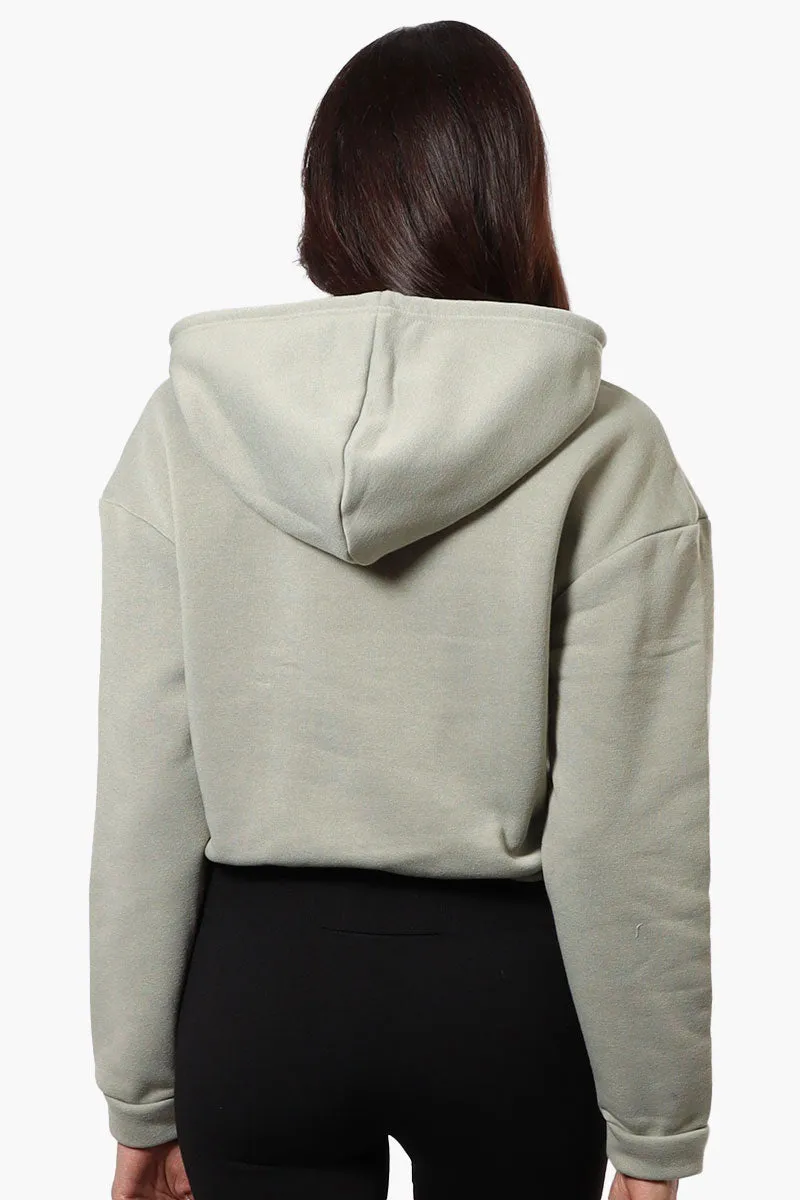 Fahrenheit Cropped Front Flap Pocket Hoodie - Olive