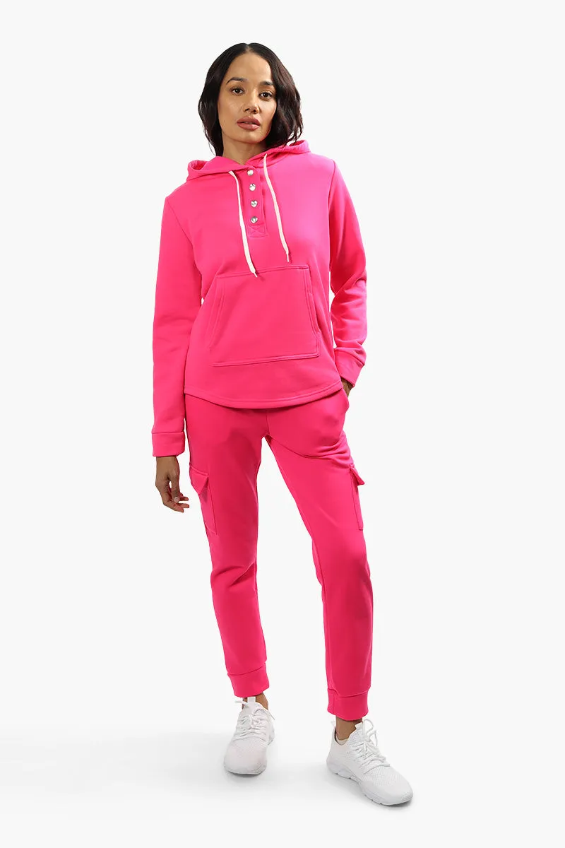 Fahrenheit Fleece Henley Hoodie - Pink