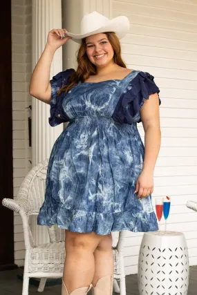 Flirty Floral Tie Back Denim Dress