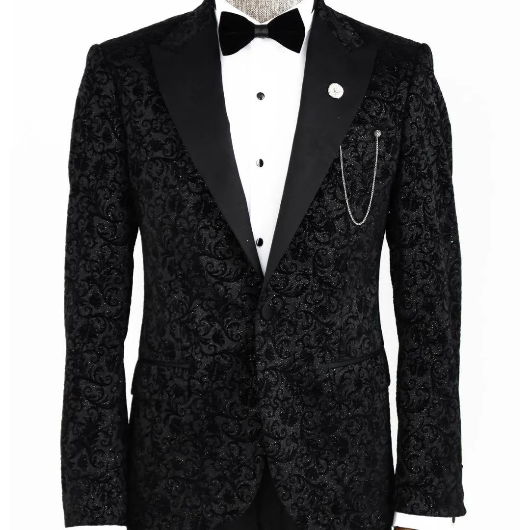 Floral Sparkle Black Prom Blazer