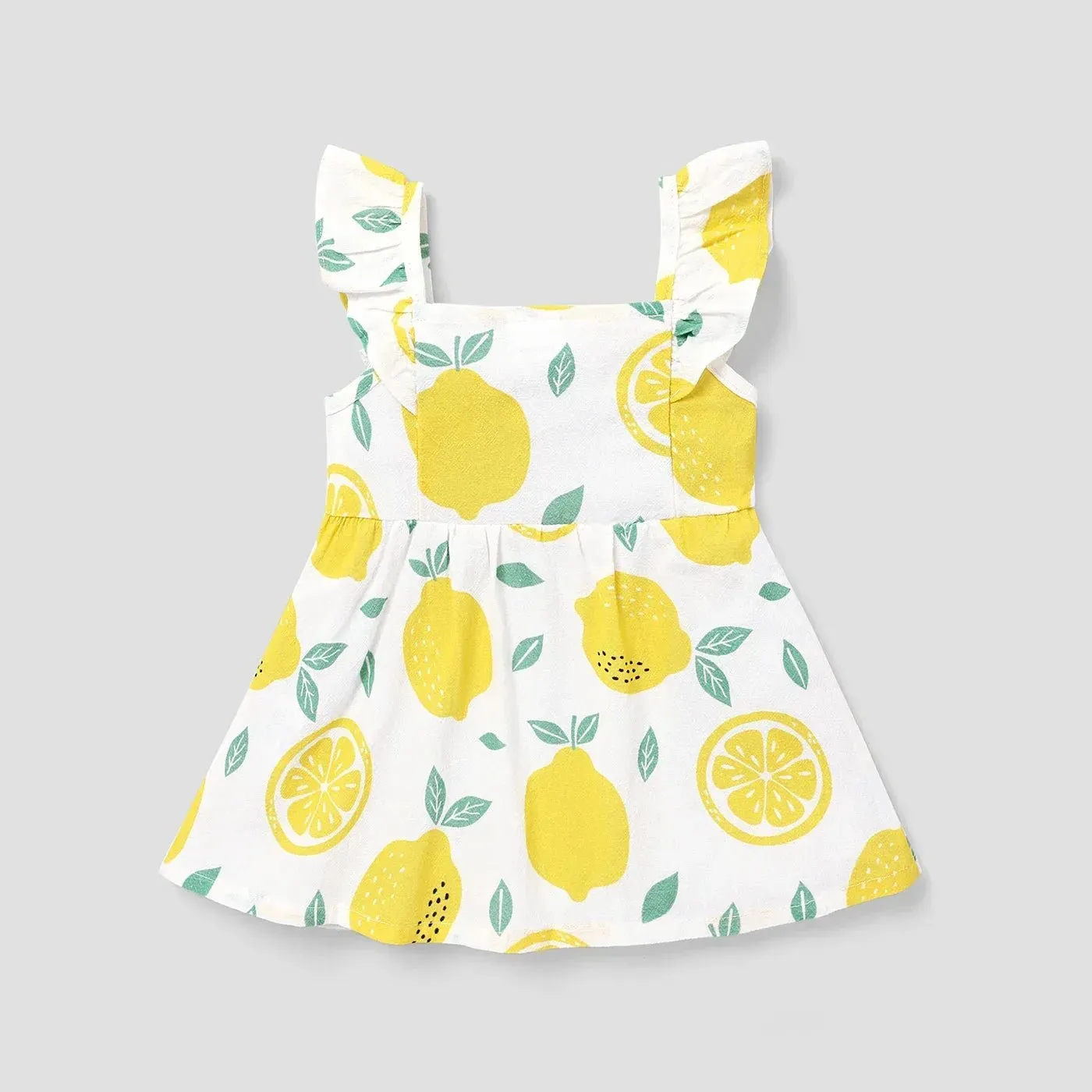 Gingham and Lemon Ruffle Sleeve Dress for Girls