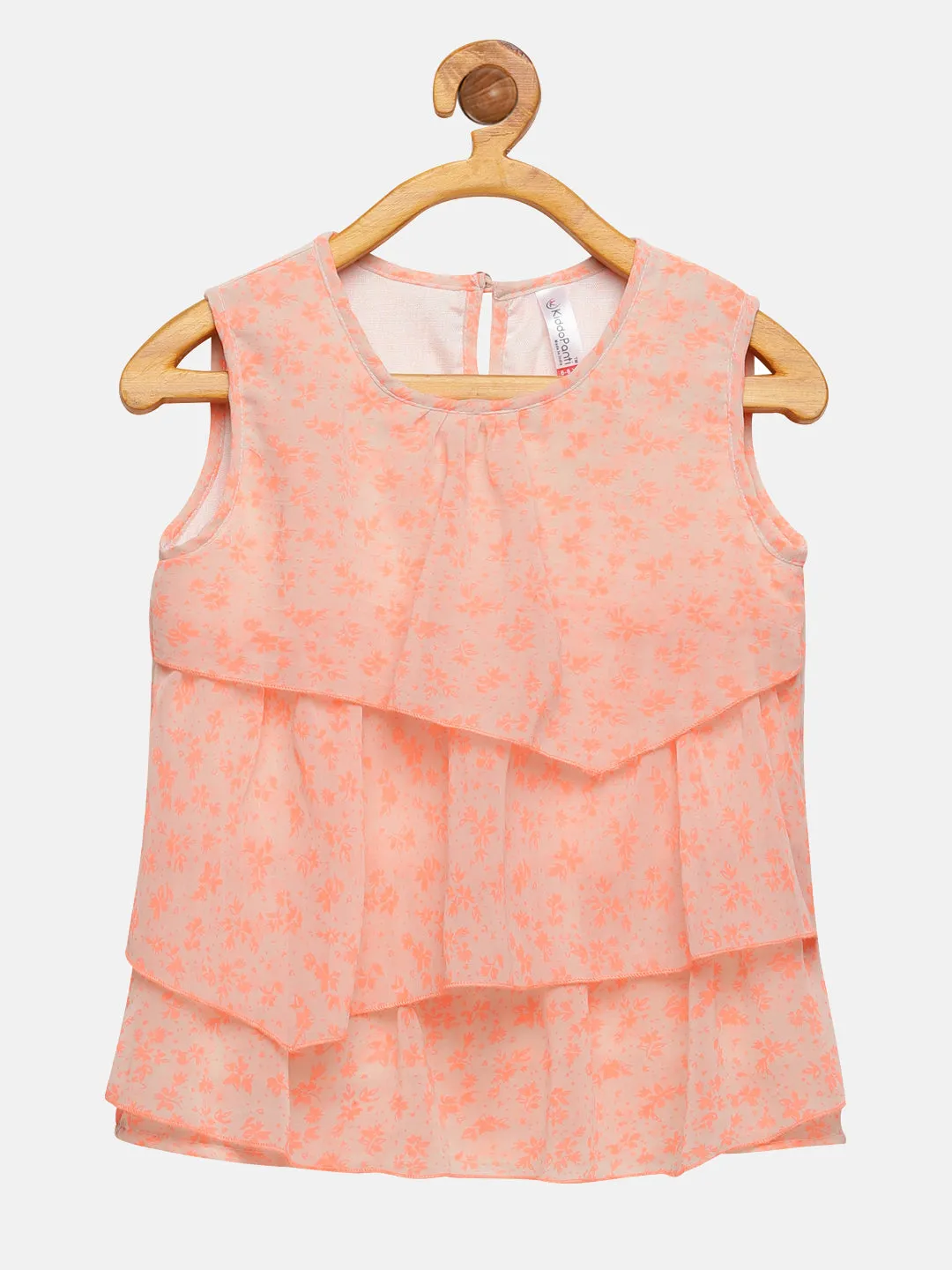 Girls Flower AOP Print Sleeveless Layered Top