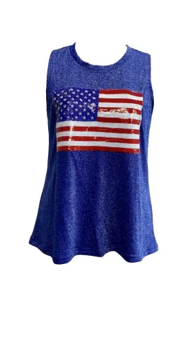 Glitter Flag Tank - Royal Blue