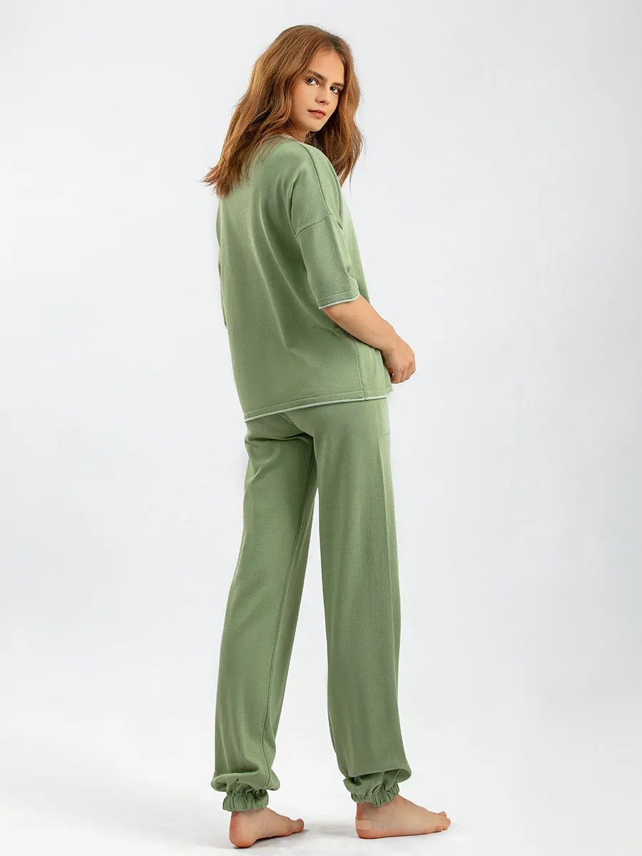 Green Cut & Sewn Viscose Pajama Set