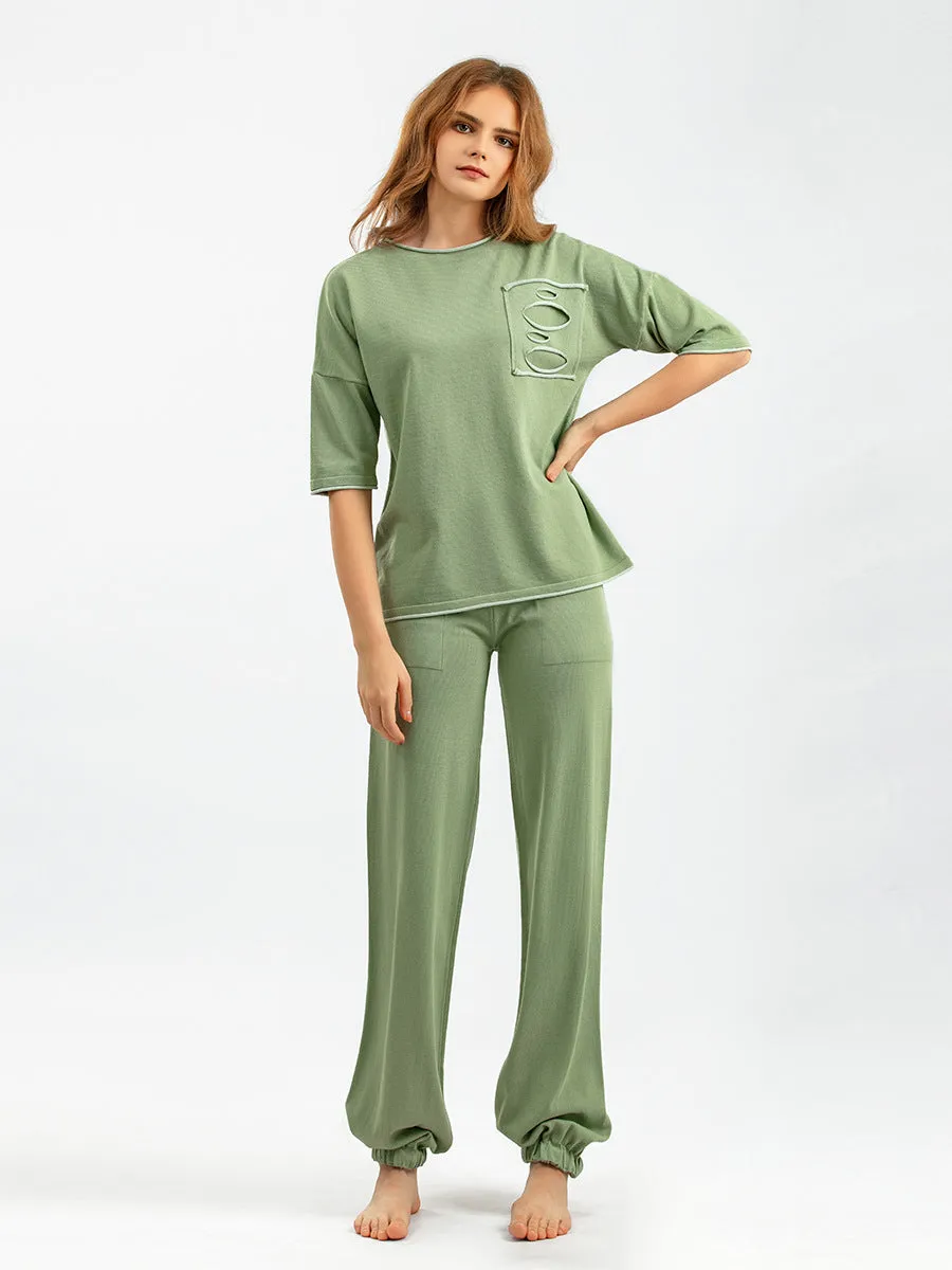 Green Cut & Sewn Viscose Pajama Set