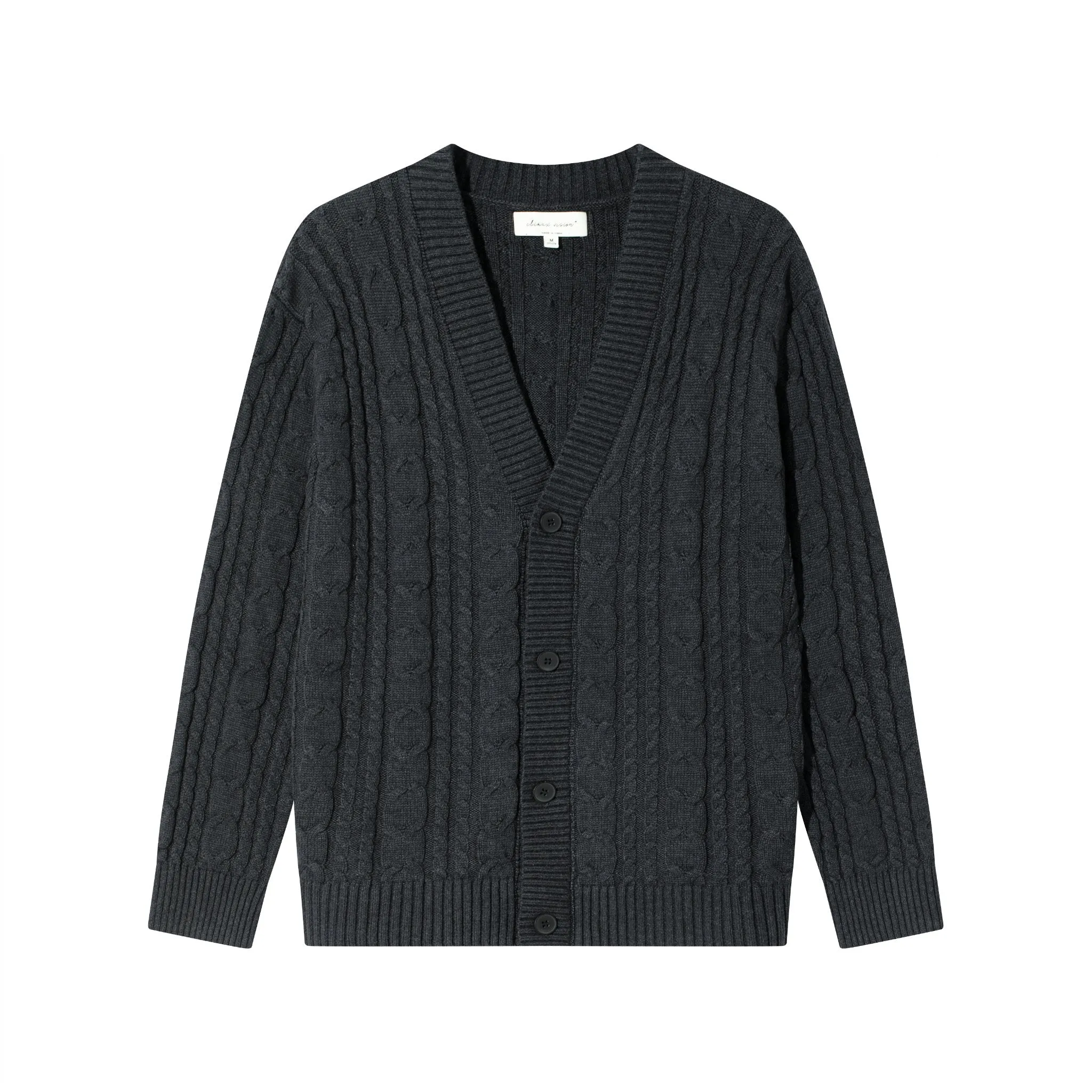 Grey Relaxed Cable Knit Cardigan