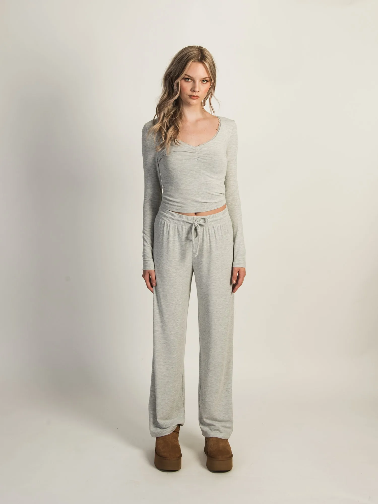 HARLOW MOLLY MELANGE LOUNGE PANT - HEATHER GREY