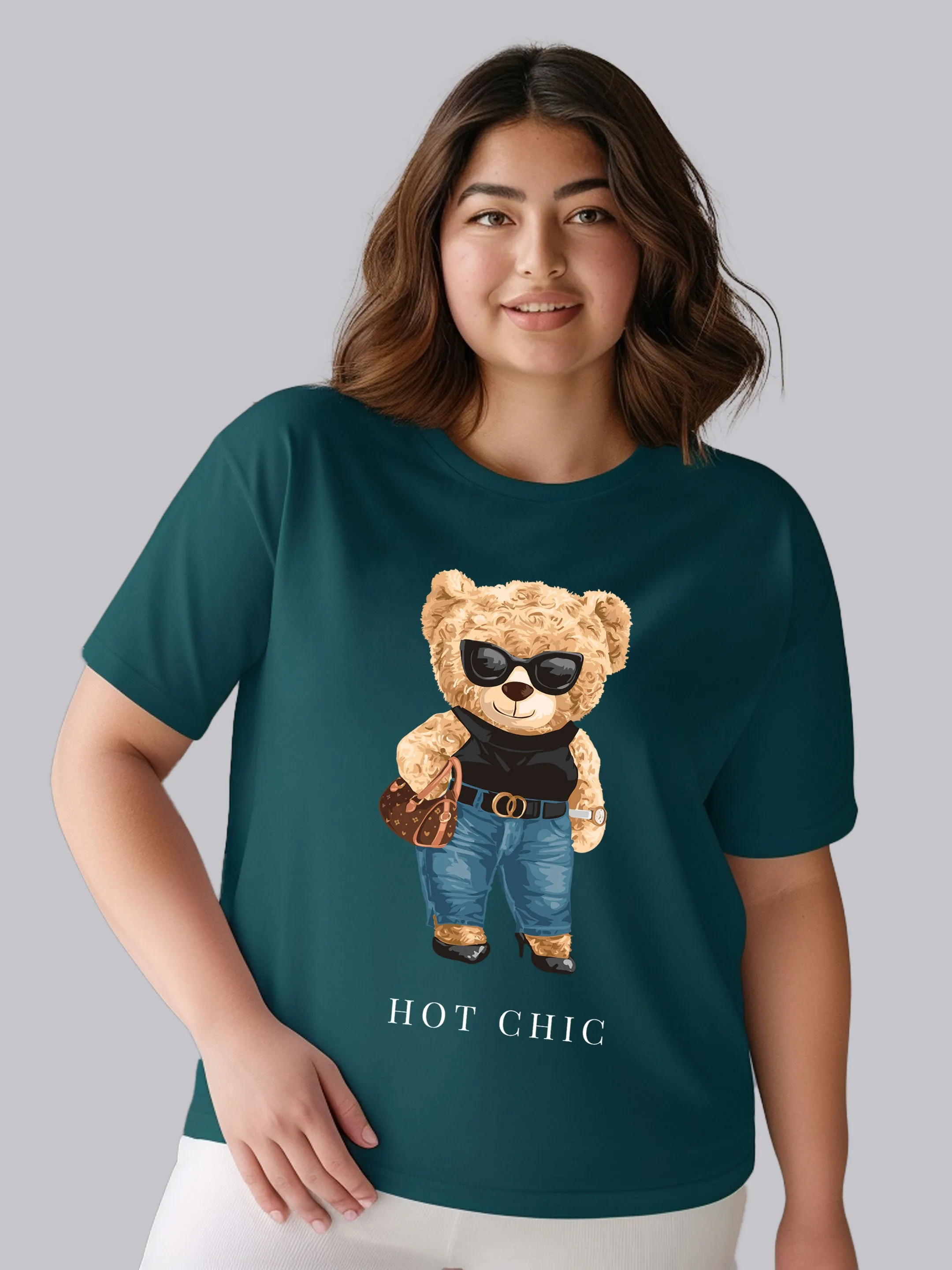 Hot Chic Bear Plus Size Women T-Shirt