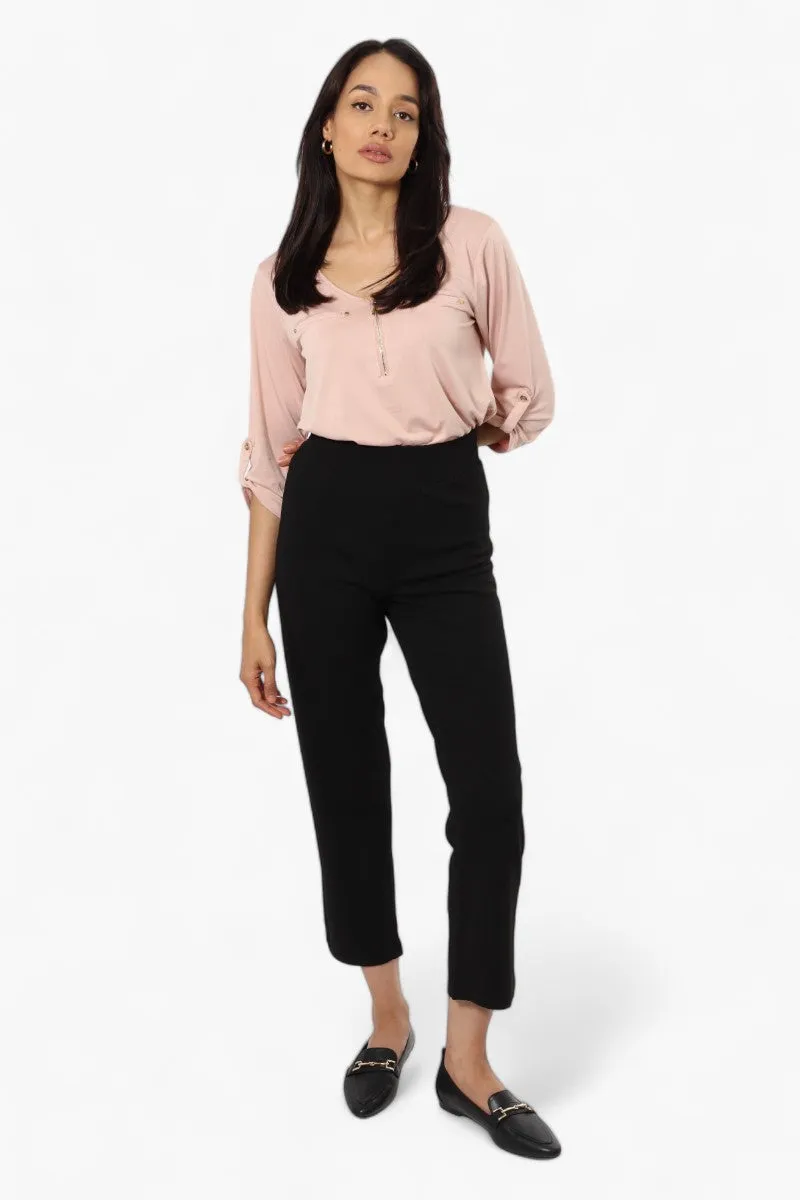 International INC Company Roll Up Sleeve Front Pocket Shirt - Blush