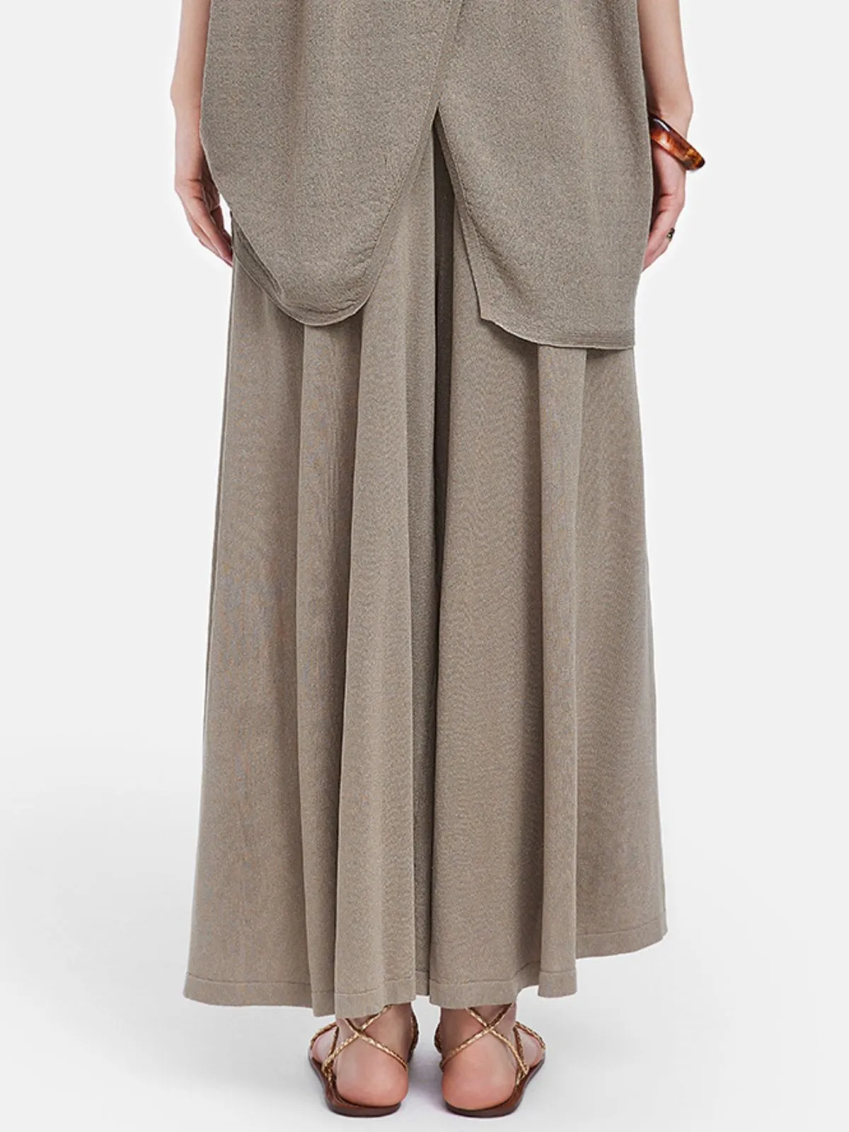 Knitted Tie-Waist Casual Pants