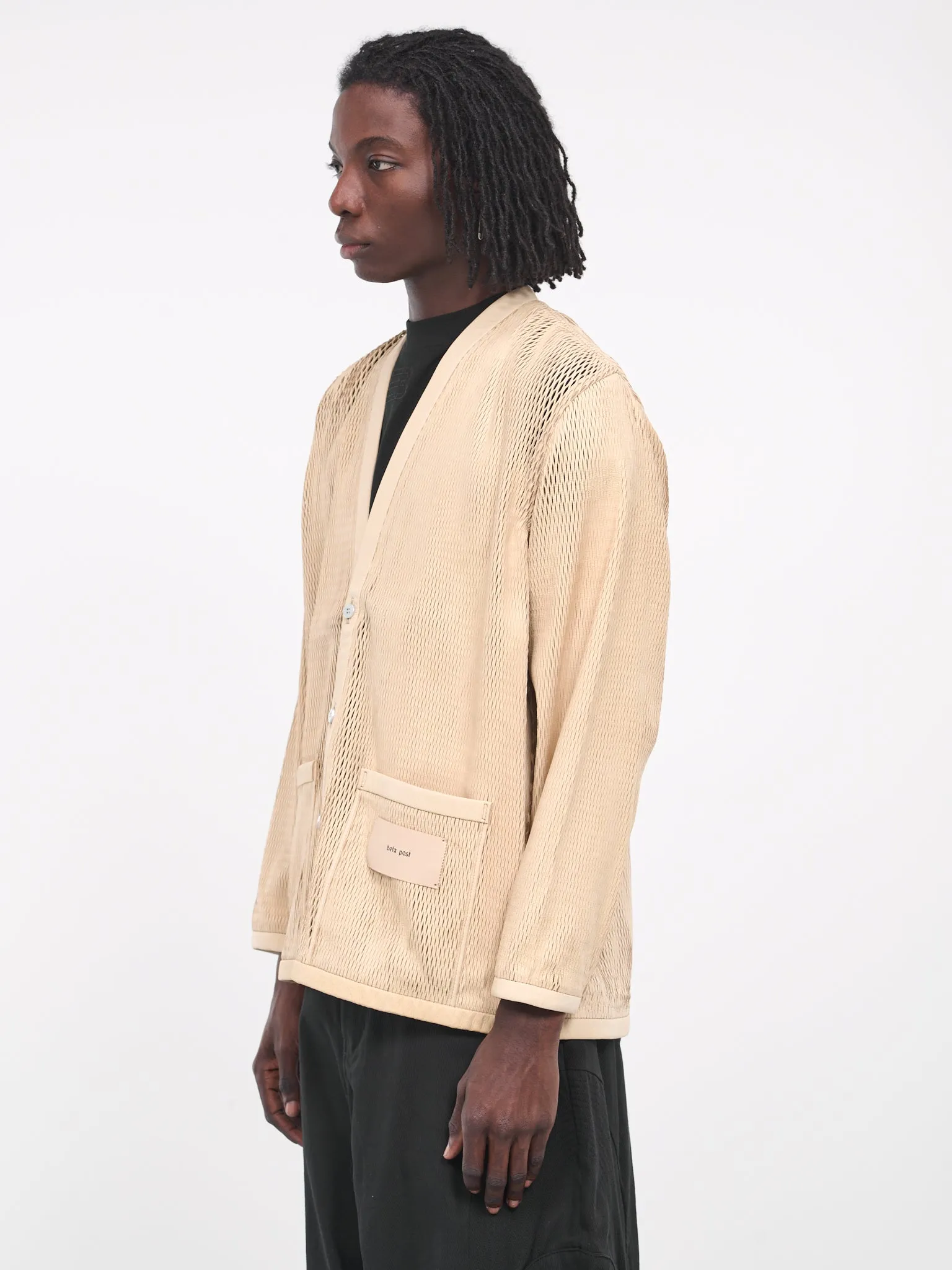 Leather Cut-Out Cardigan (B02XJK-16-BEIGE)