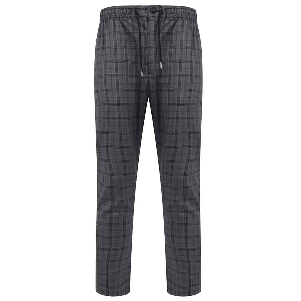 Leeland Smart Jogger Trousers In Grey Check