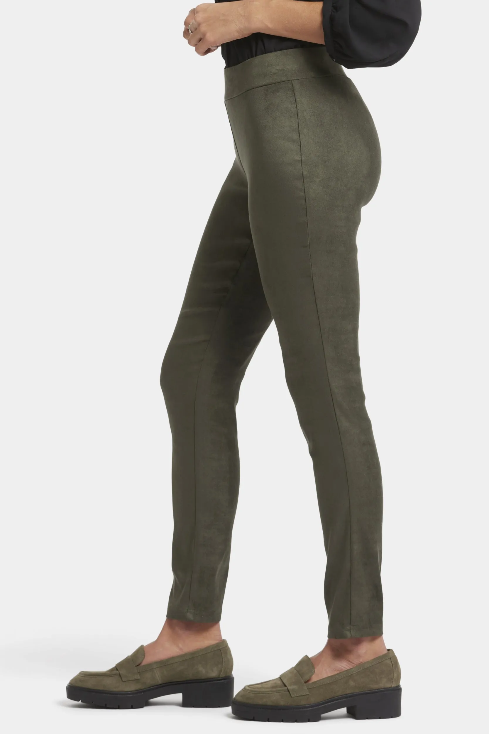 Legging Trouser Green Stretch Faux Suede | Vine Leaf