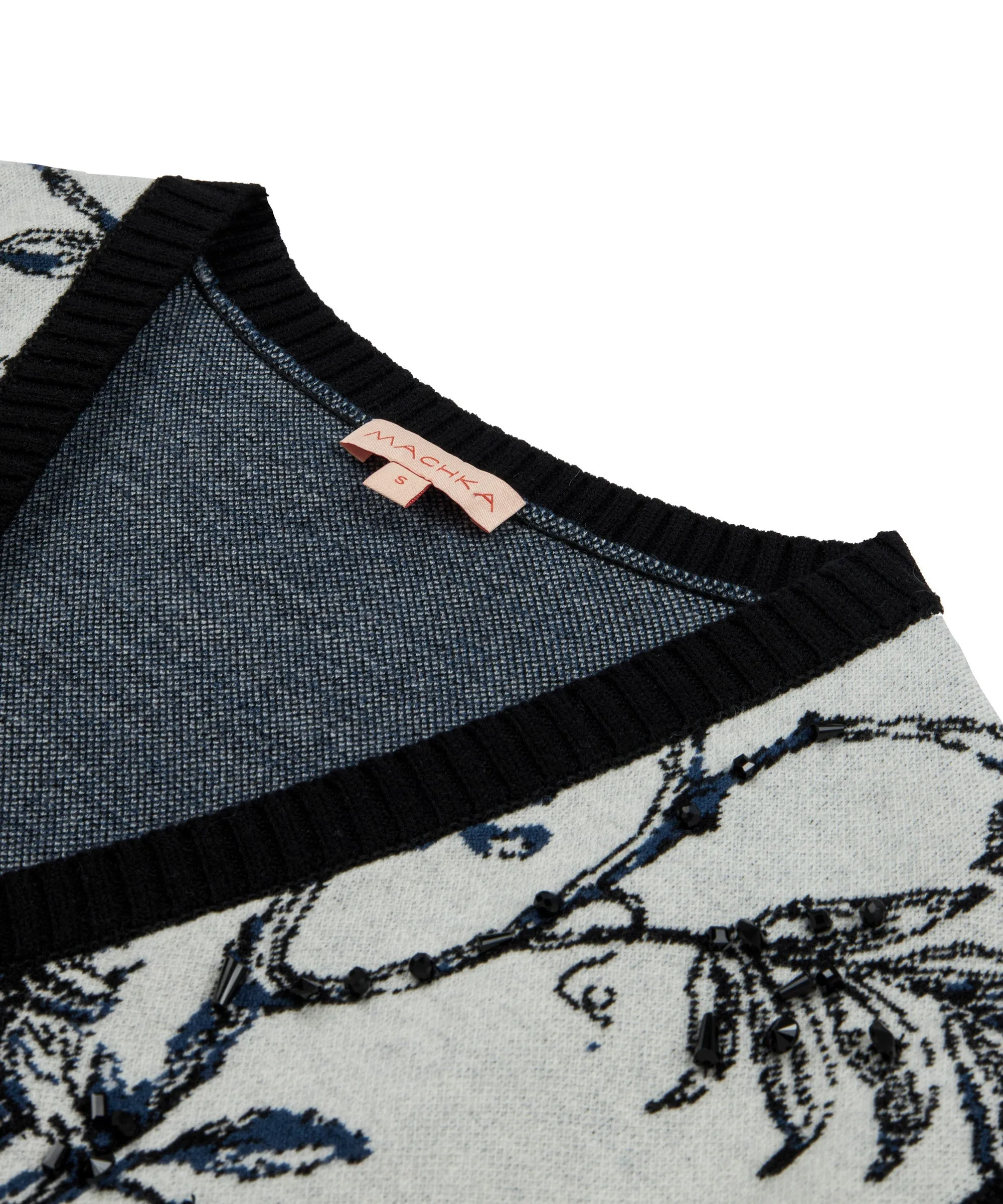 Machka Floral Jacquard And Embroidered Sweater Black