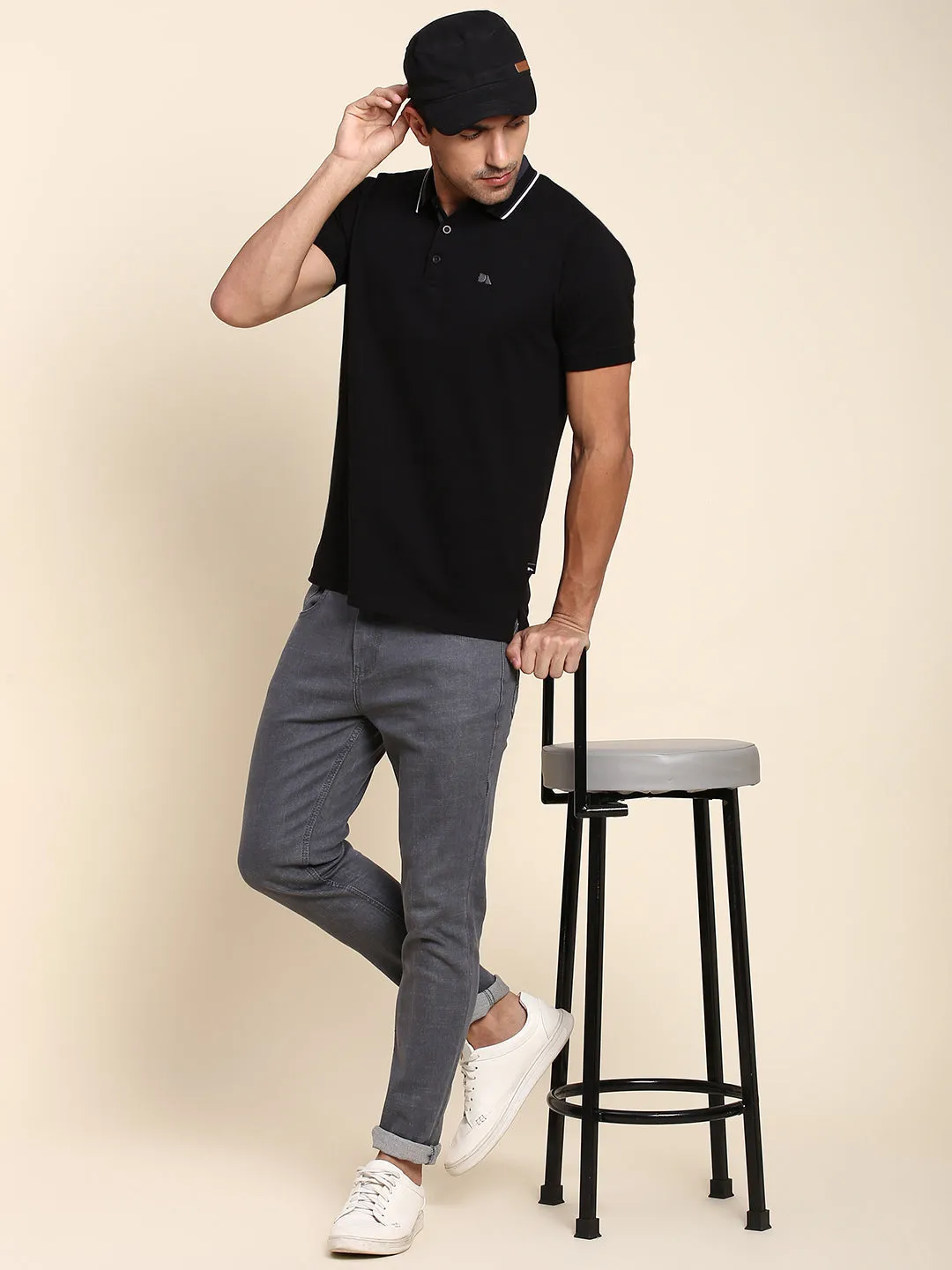 Men's Comfortable And Stylish Black Casual Polo Tshirt