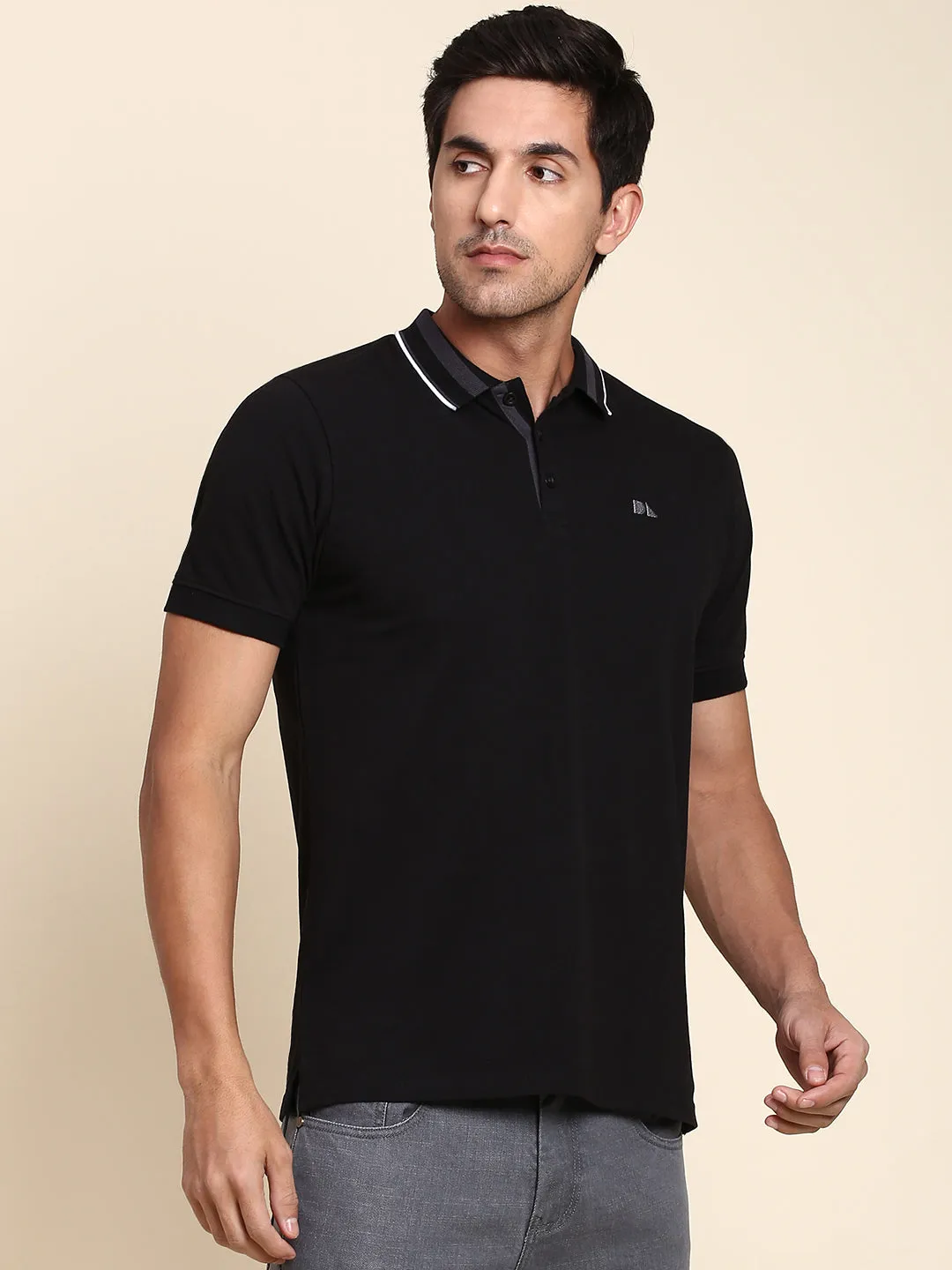 Men's Comfortable And Stylish Black Casual Polo Tshirt