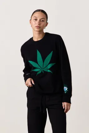 NSF X JA SWEET LEAF CASHMERE CREW / BLACK