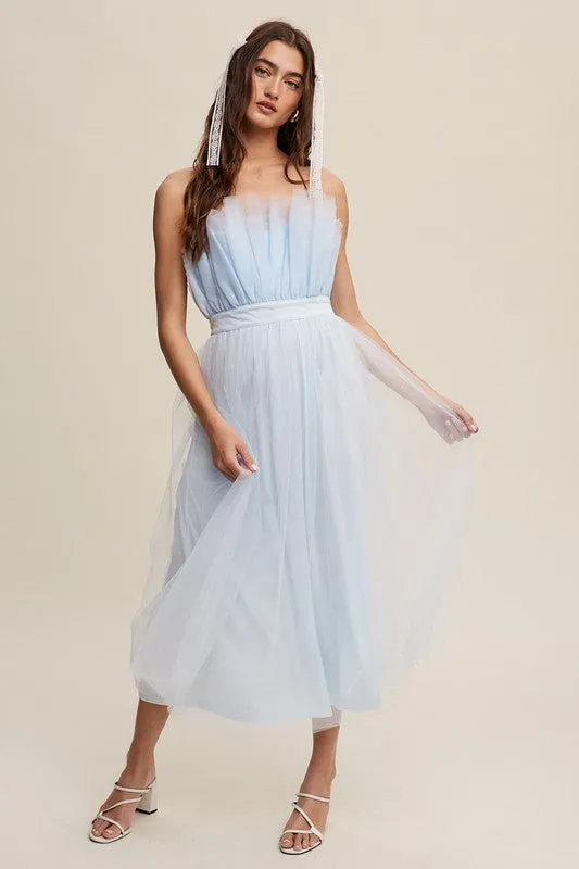 Paper Bag Tulle Maxi Dress