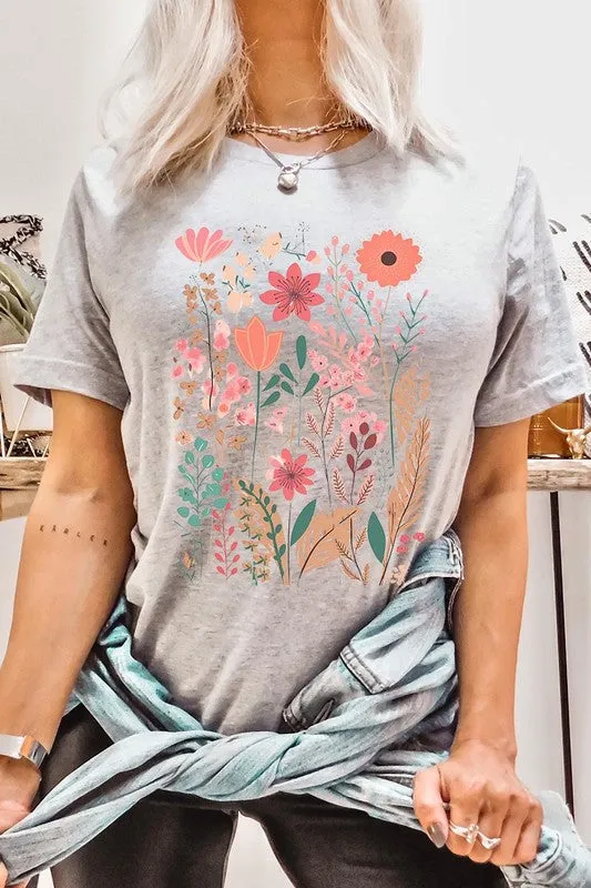 Pastel Wildflower Floral Graphic T Shirt