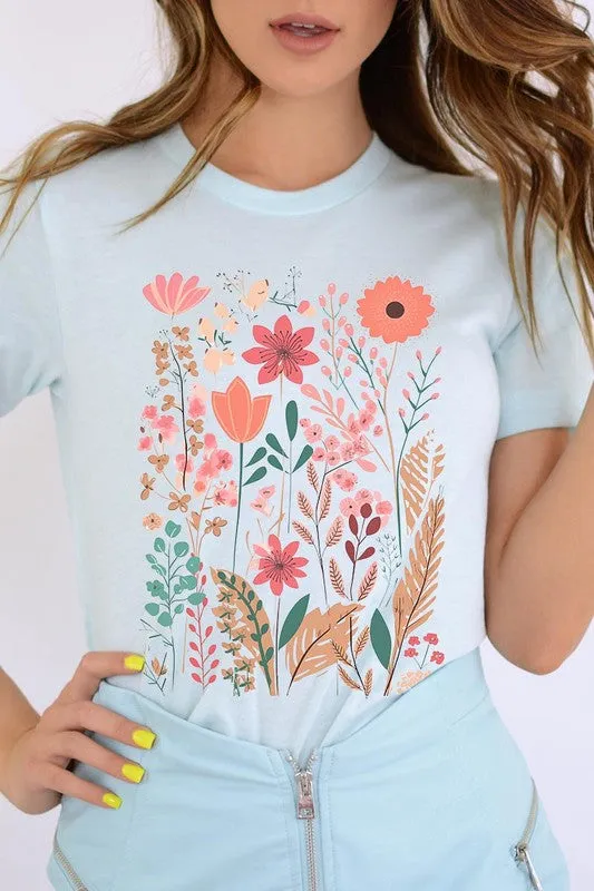 Pastel Wildflower Floral Graphic T Shirt